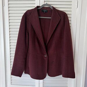 Talbots felted wool blazer jacket 18W maroon burgundy single button